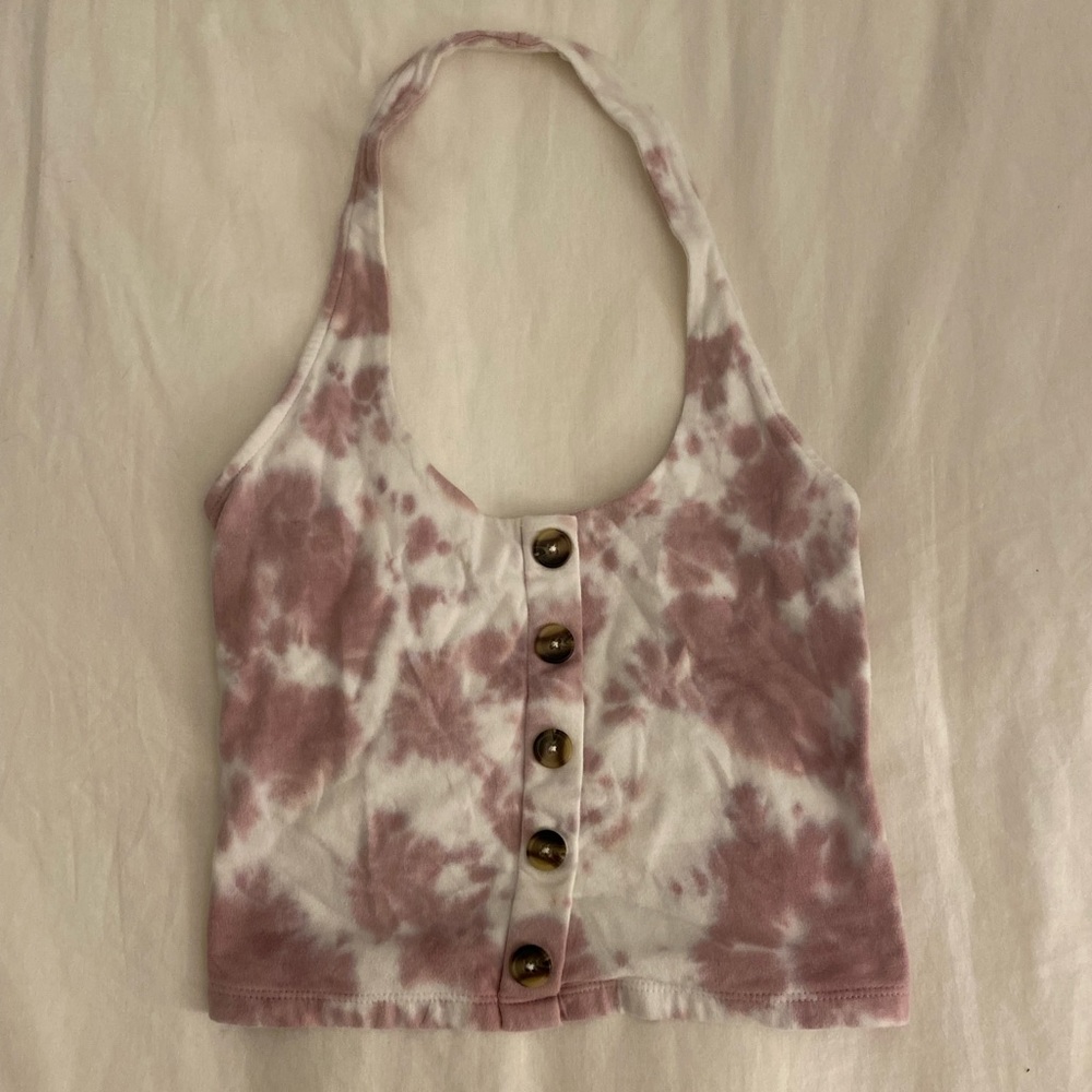 Aeropostale Pink tie die halter top (XS)